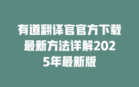 有道翻译官官方下载最新方法详解2025年最新版 一