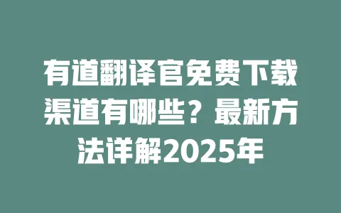 有道翻译官免费下载渠道有哪些?最新方法详解2025年 一
