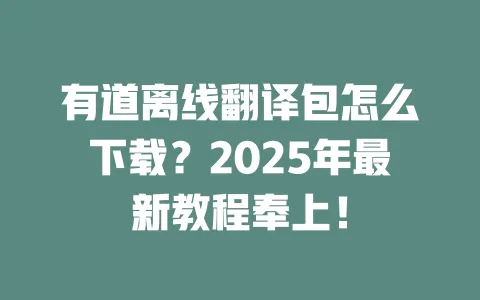 有道离线翻译包怎么下载？2025年最新教程奉上！ 一