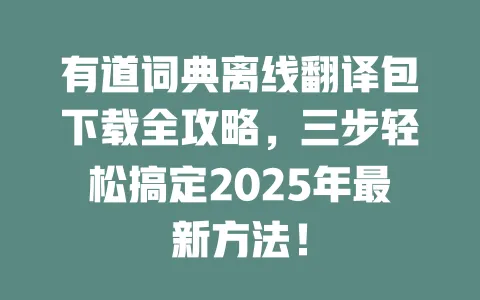 有道词典离线翻译包下载全攻略，三步轻松搞定2025年最新方法！ 一