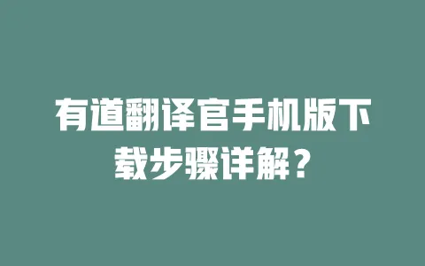 有道翻译官手机版下载步骤详解？ 一