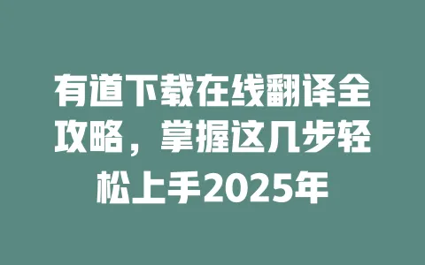 有道下载在线翻译全攻略，掌握这几步轻松上手2025年 一
