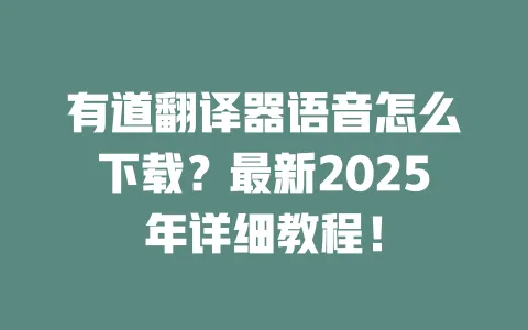 有道翻译器语音怎么下载?最新2025年详细教程! 一