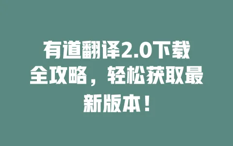 有道翻译2.0下载全攻略，轻松获取最新版本！ 一