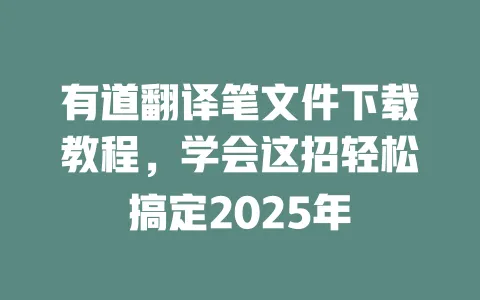有道翻译笔文件下载教程,学会这招轻松搞定2025年 一