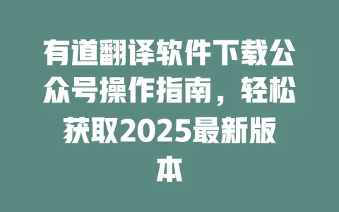 有道翻译软件下载公众号操作指南，轻松获取2025最新版本 一