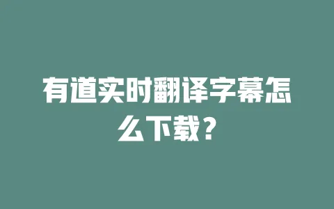 有道实时翻译字幕怎么下载? 一
