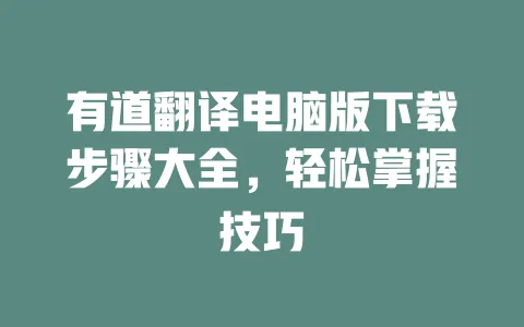 有道翻译电脑版下载步骤大全，轻松掌握技巧 一