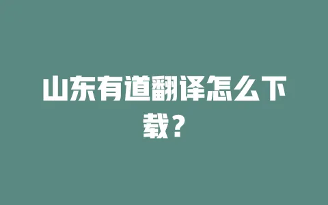 山东有道翻译怎么下载？ 一