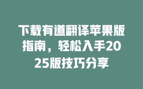 下载有道翻译苹果版指南，轻松入手2025版技巧分享 一
