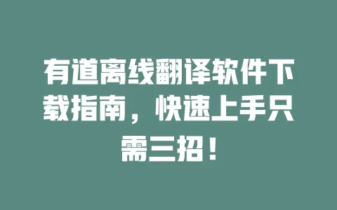 有道离线翻译软件下载指南，快速上手只需三招！ 一