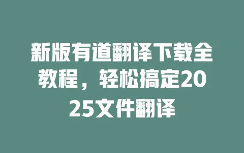 新版有道翻译下载全教程,轻松搞定2025文件翻译 一