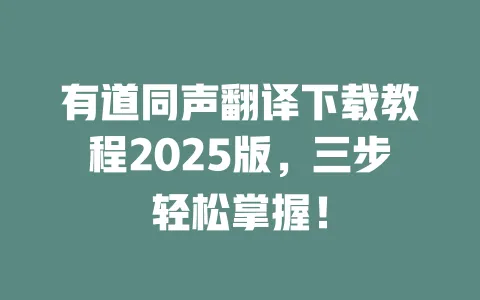 有道同声翻译下载教程2025版，三步轻松掌握！ 一