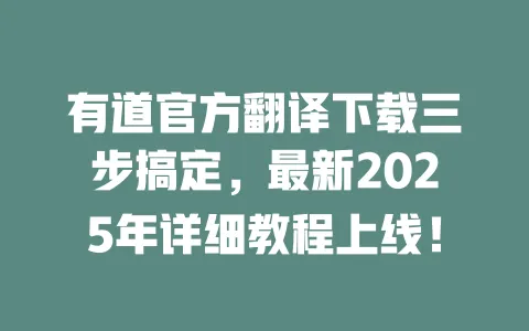 有道官方翻译下载三步搞定,最新2025年详细教程上线! 一