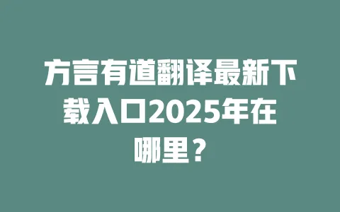 方言有道翻译最新下载入口2025年在哪里? 一