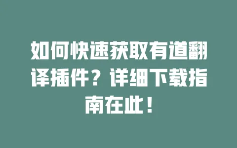 如何快速获取有道翻译插件?详细下载指南在此! 一