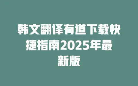 韩文翻译有道下载快捷指南2025年最新版 一